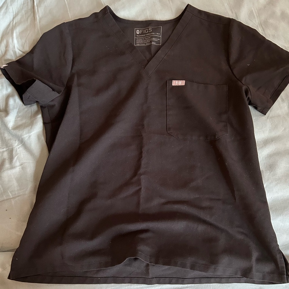 FIGS Catarina One-Pocket Scrub Top, size MP, Black
